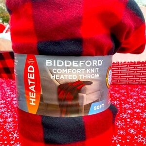 Biddeford Buffalo Plaid Red Black Heated Throw New